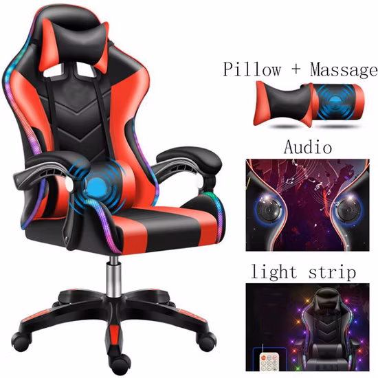 Silla para juegos de cuero PU con masaje por computadora Scorpion Racing